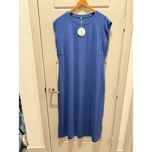 ANRABESS Blue Sleeveless Midi Sheath Dress XL Pullover Casual Work Pockets